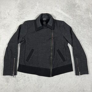 J.Crew Motorcycle Jacket Womens 8 Gray Moto Biker Wool Blend Zip Up